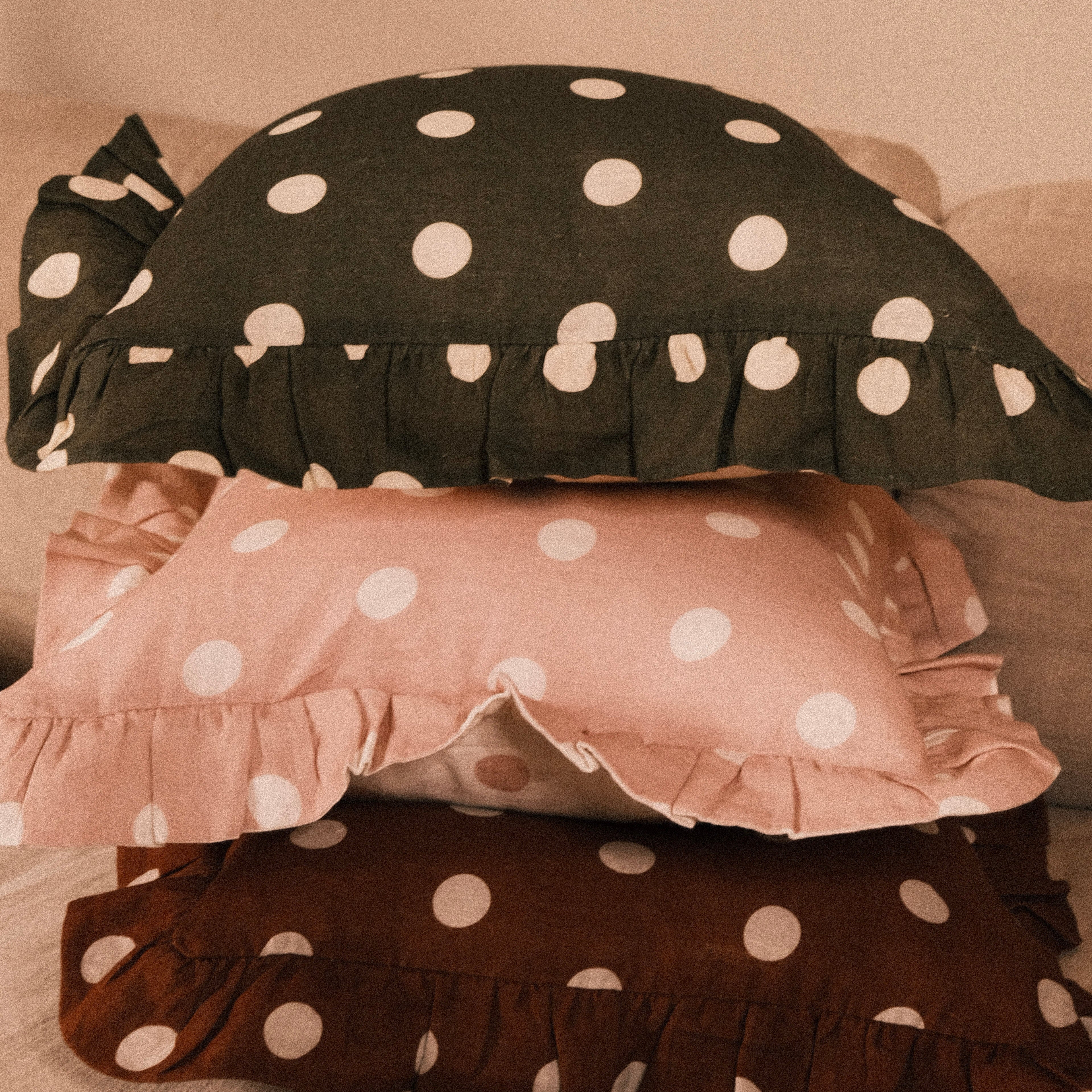 Amuse La Bouche Spotted Ruffle Cushion in Olive - Image 10