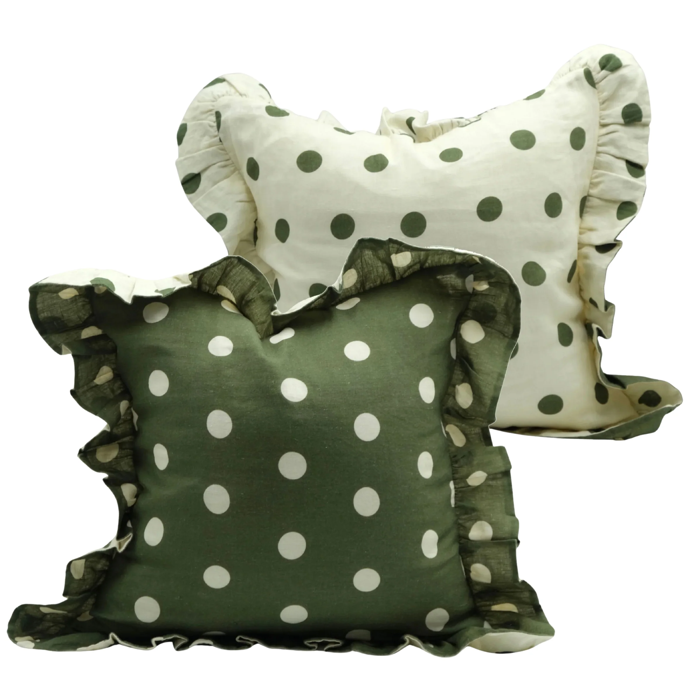 Amuse La Bouche Spotted Ruffle Cushion in Olive - Image 11
