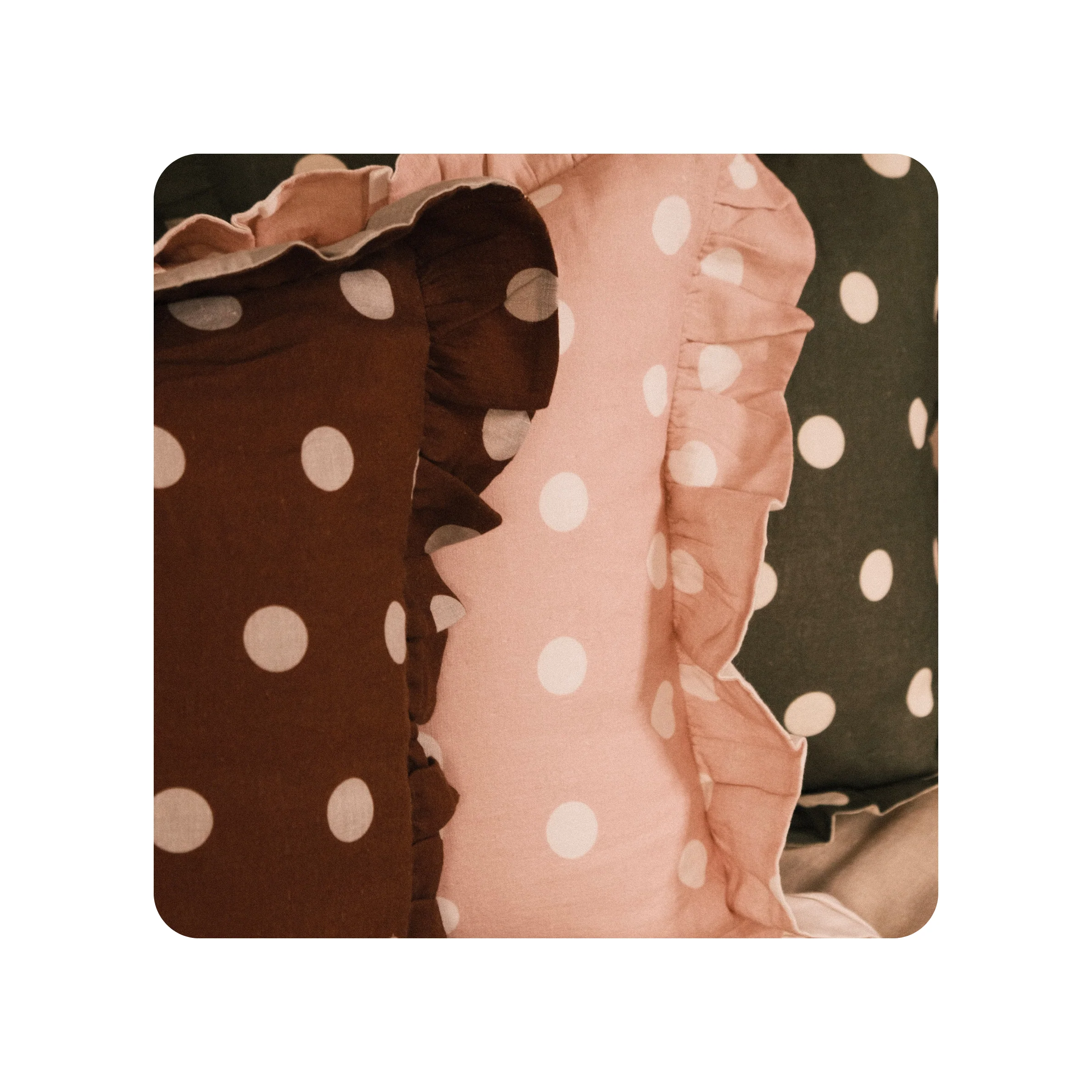 Amuse La Bouche Spotted Ruffle Cushion in Olive - Image 9