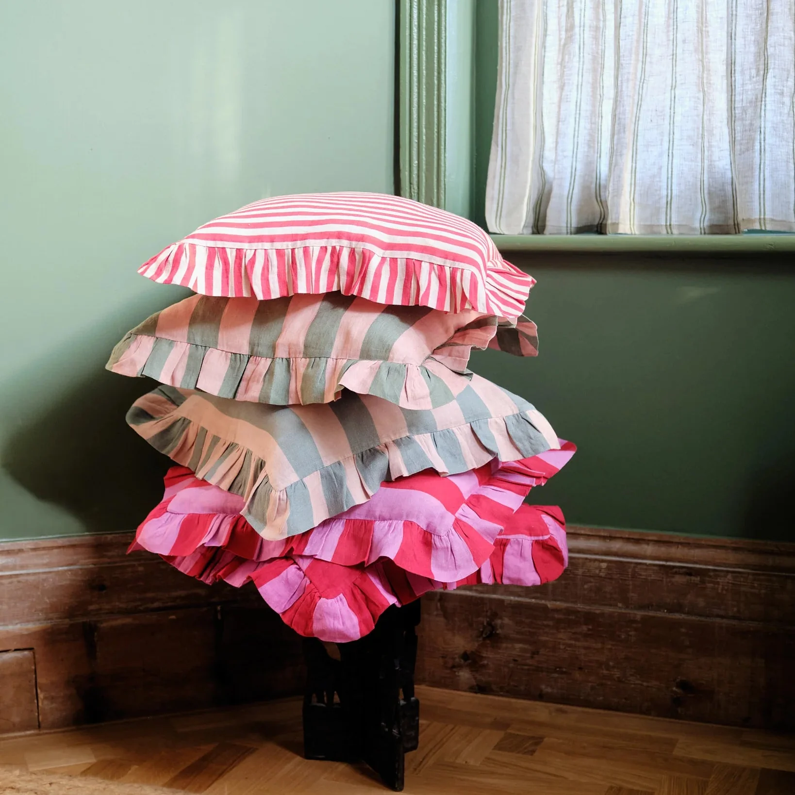 Amuse La Bouche Cerise & Fuchsia Extra Wide Stripe Cushion - Image 4