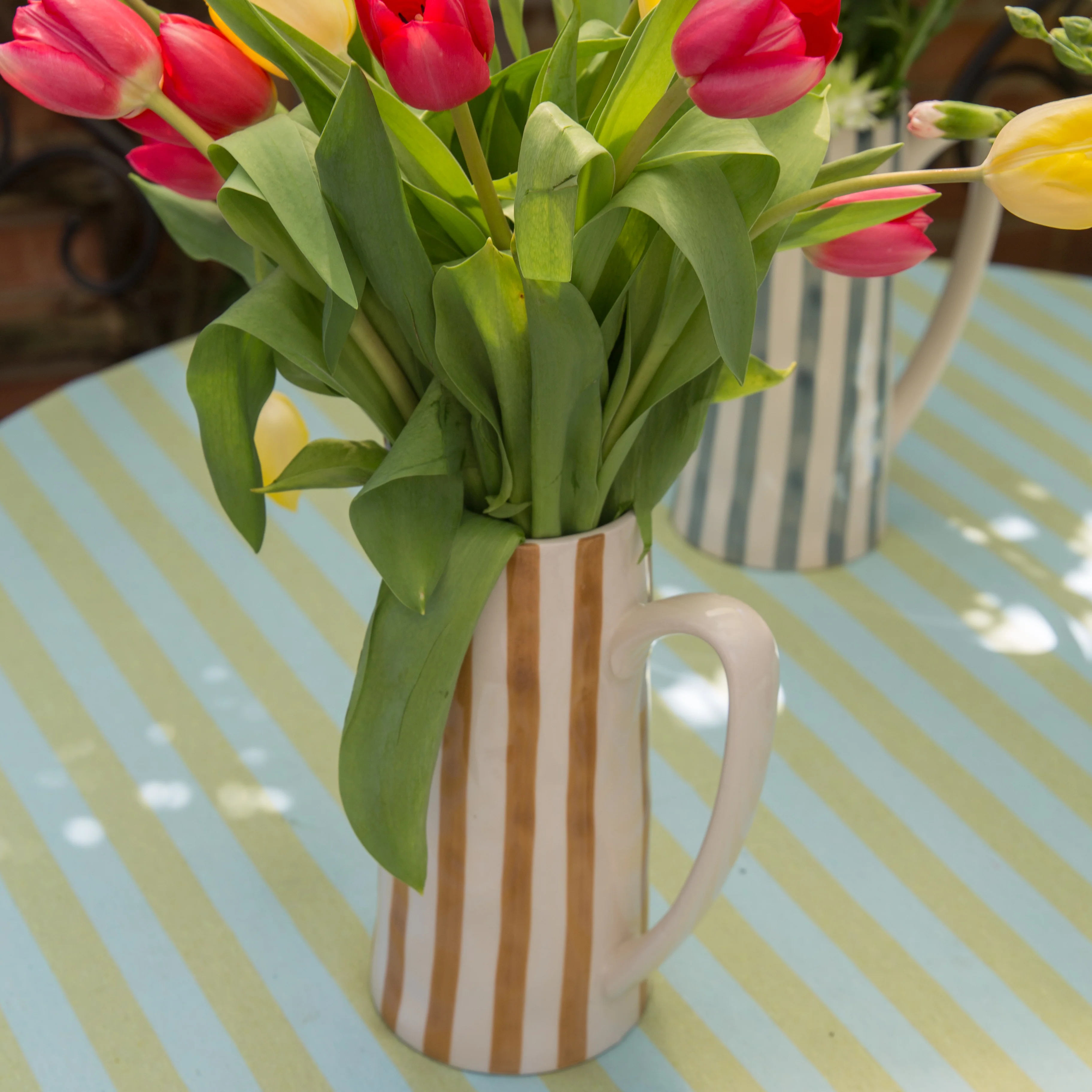 Bloomingville Begonia Striped Jug in Green Blue - Image 3