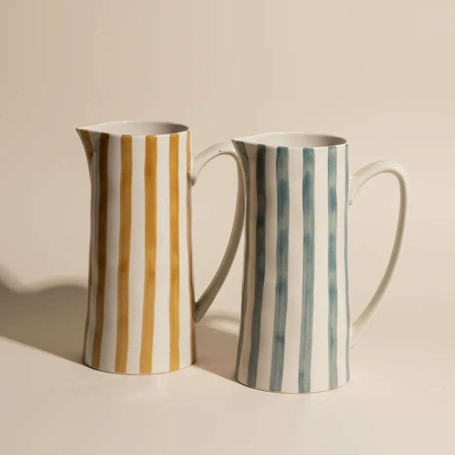 Bloomingville Begonia Striped Jug in Green Blue - Image 4