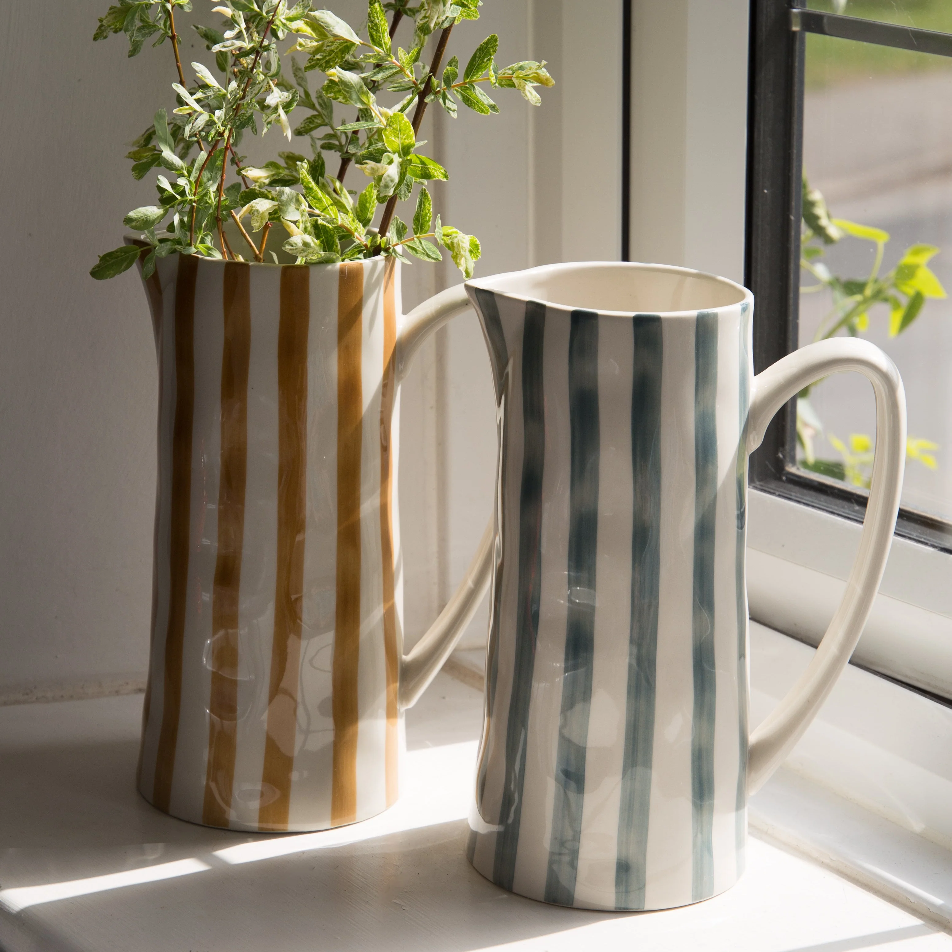 Bloomingville Begonia Striped Jug in Green Blue - Image 5
