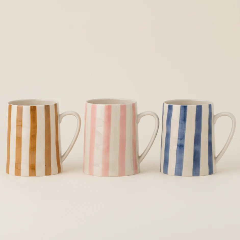 Bloomingville Begonia Striped Mug in Pink, Blue or Brown - Image 3