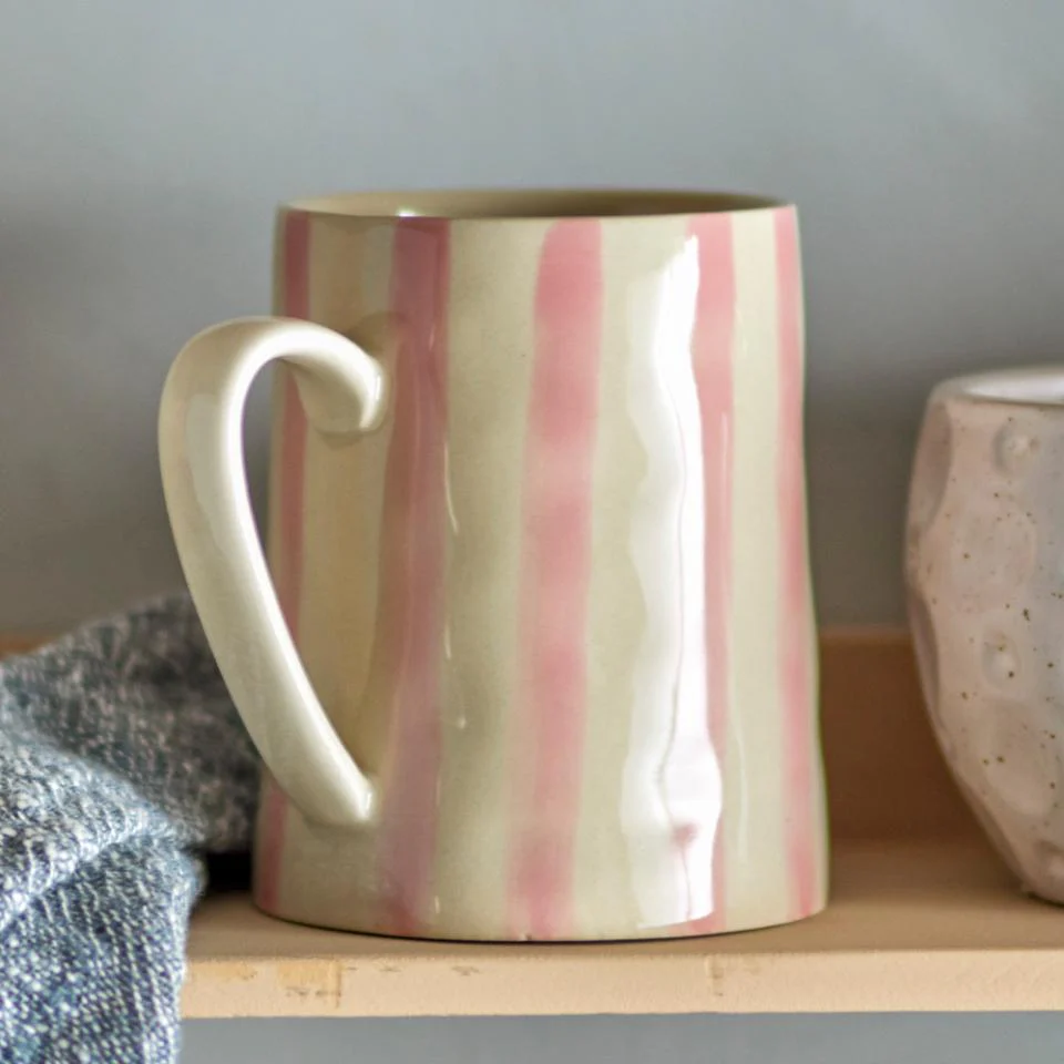 Bloomingville Begonia Striped Mug in Pink, Blue or Brown - Image 6
