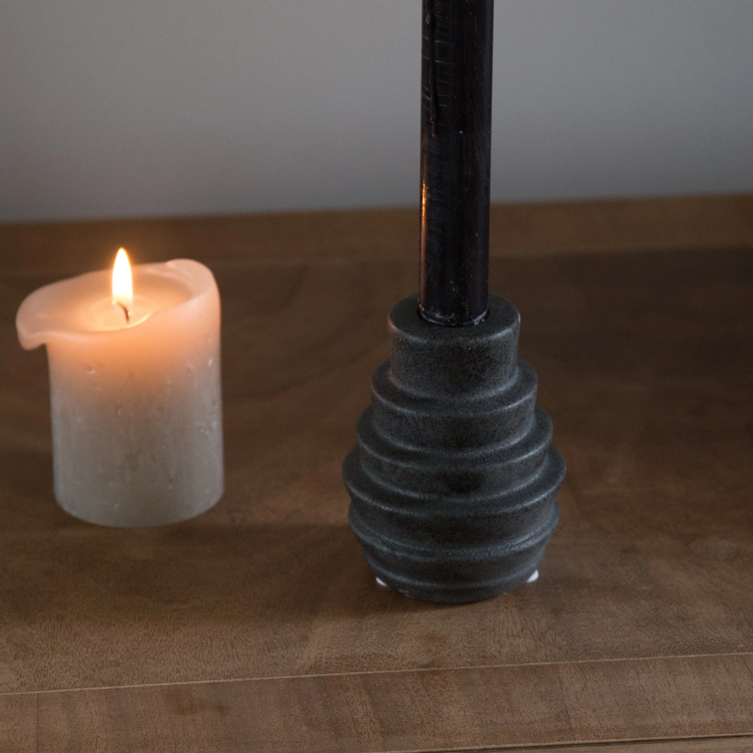 Bloomingville Black Stoneware Candle Holder - Image 3