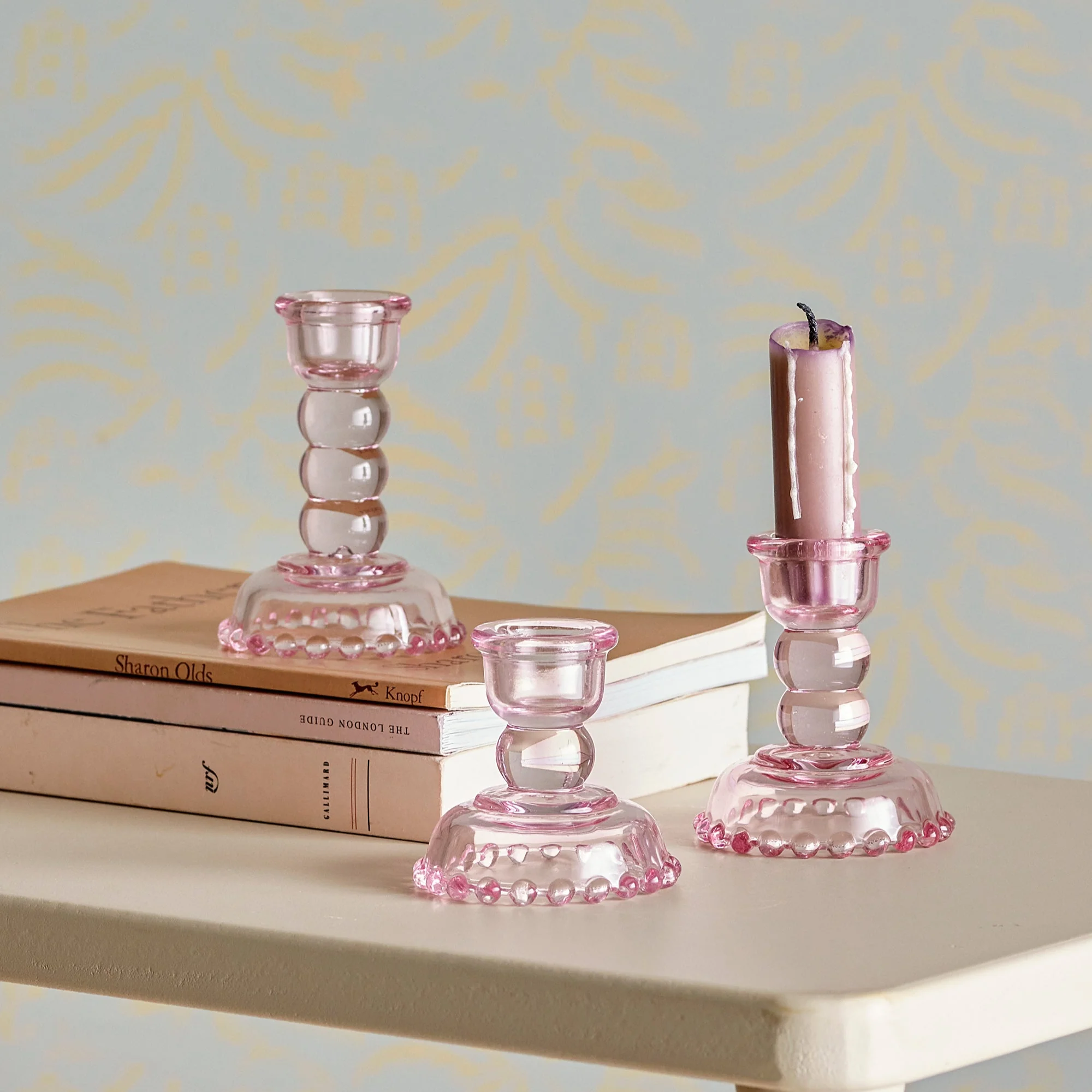 Bloomingville Dephia Pink Glass Candle Holders in Various Sizes - Image 3