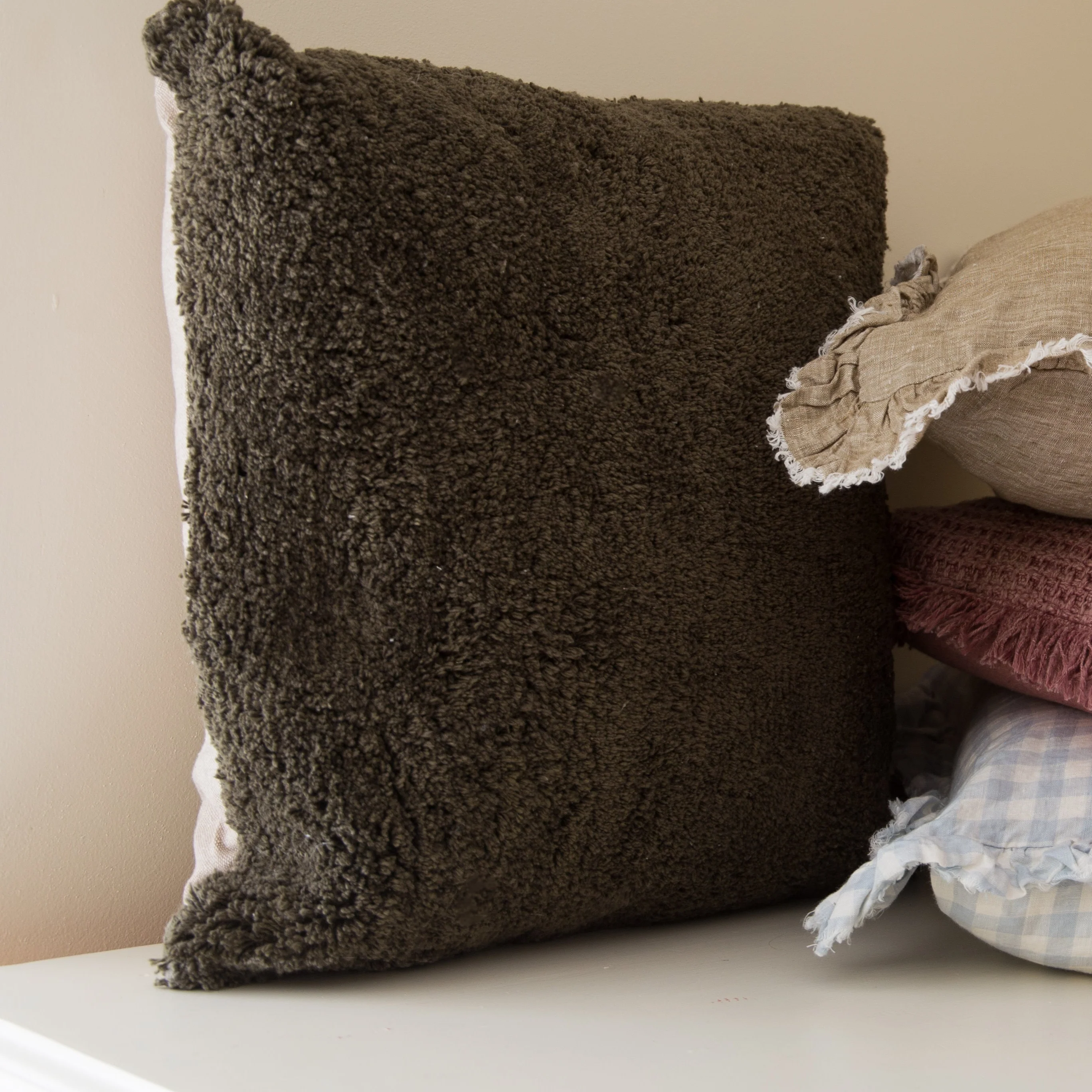 Bloomingville Turin Green Woolen Cushion - Image 3