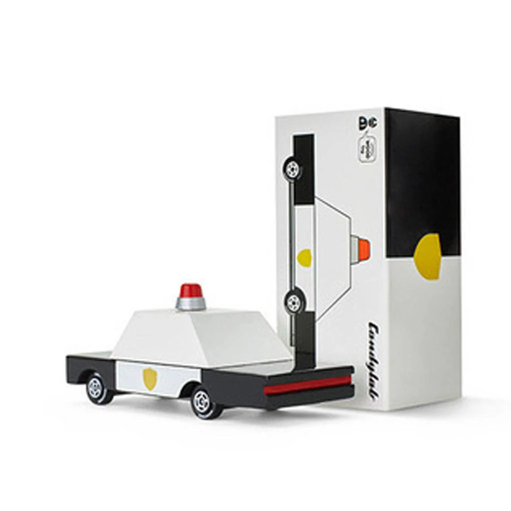 Candycar Shewiff Police Car Wooden Diecast Toy Car - Image 3