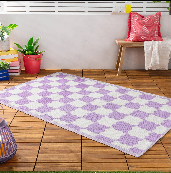 Checkerboard Outdoor 100% Recycled Rug - Image 3