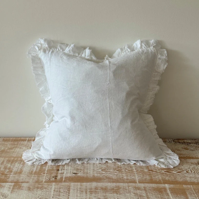 Ellenvale Ruffled Edge Hallie White Cushion 53cm x 53cm - Image 3
