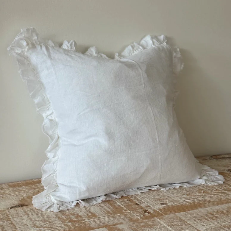 Ellenvale Ruffled Edge Hallie White Cushion 53cm x 53cm - Image 4
