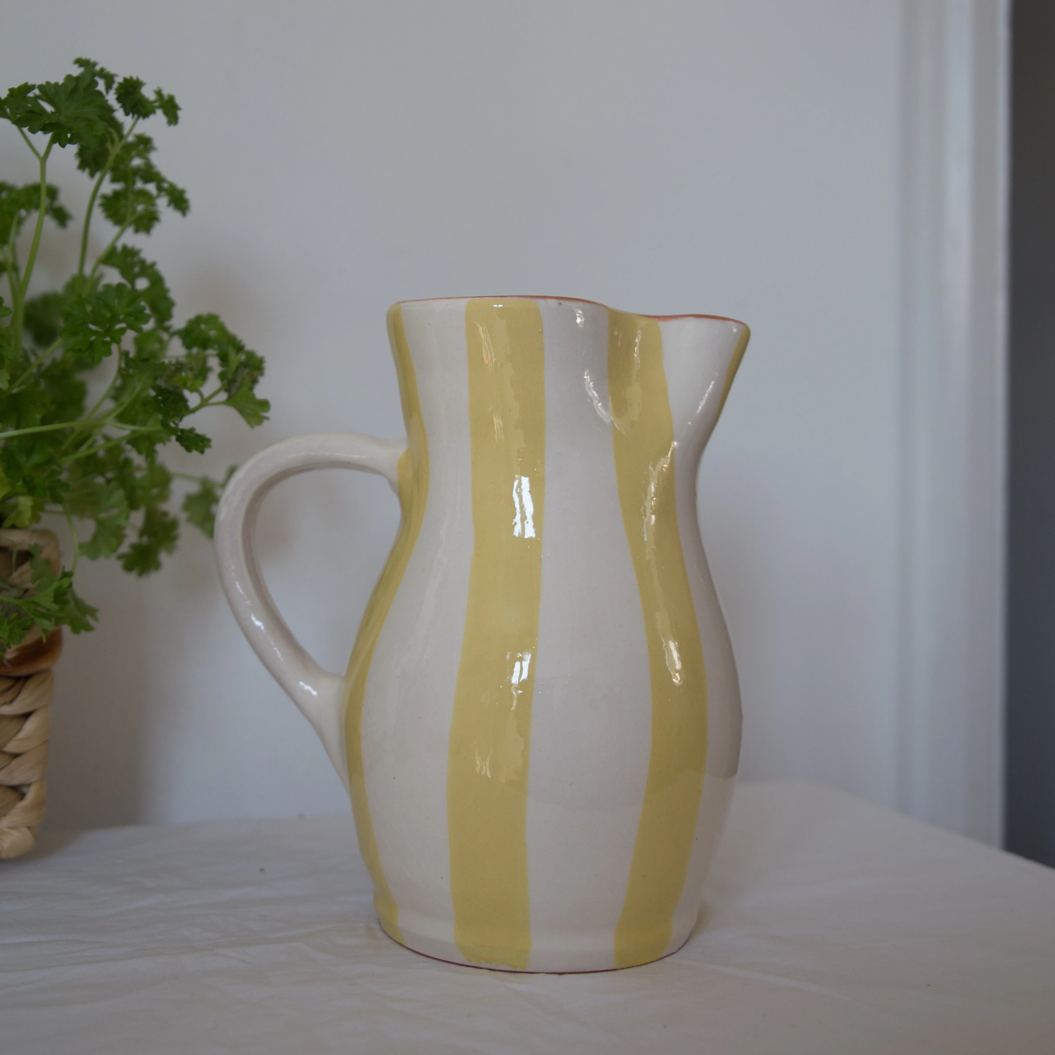 Roca Caus Handcrafted Jug in Yellow Stripe - Image 3