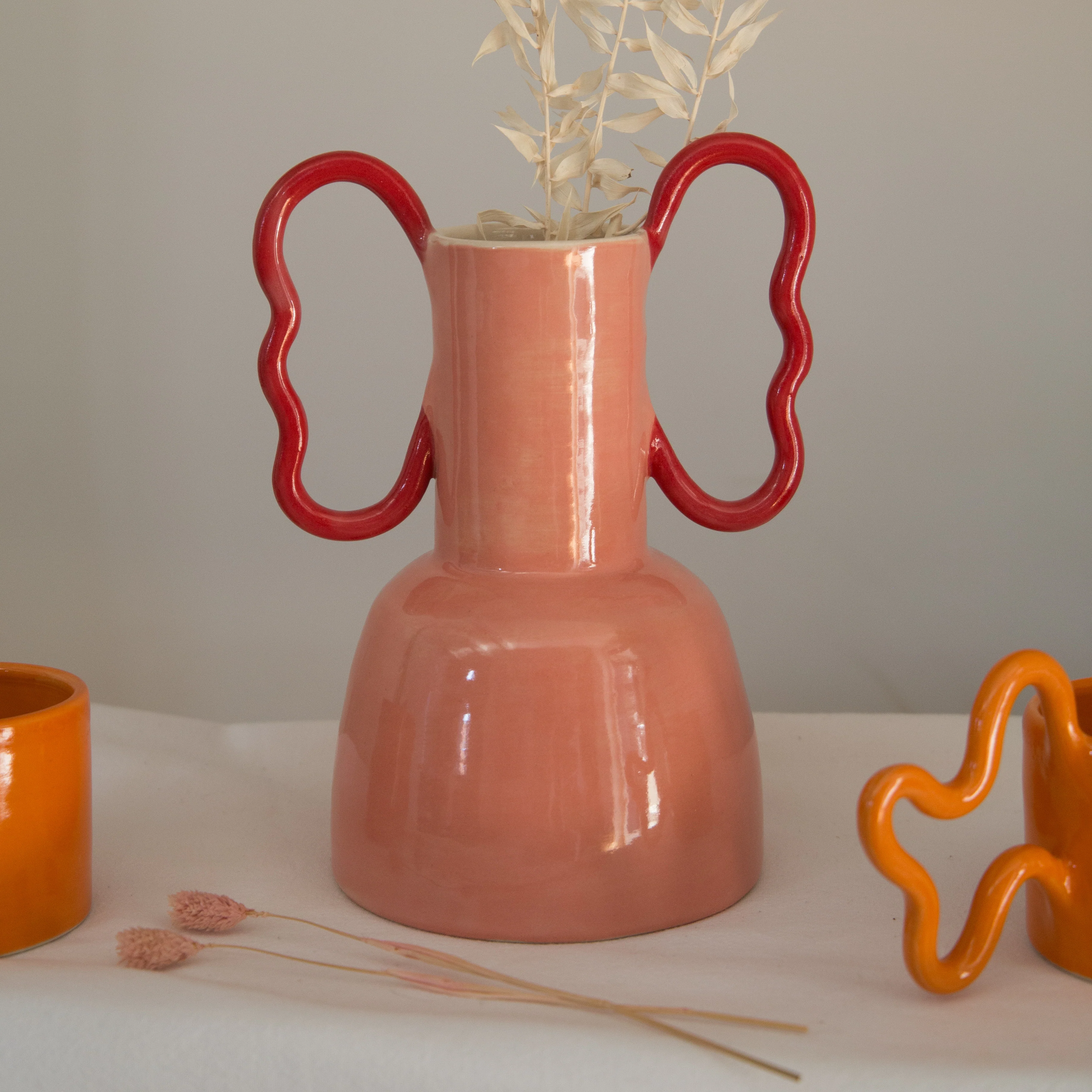 Florence MyTum Handmade Pink Ceramic Wiggle Vase - Image 4