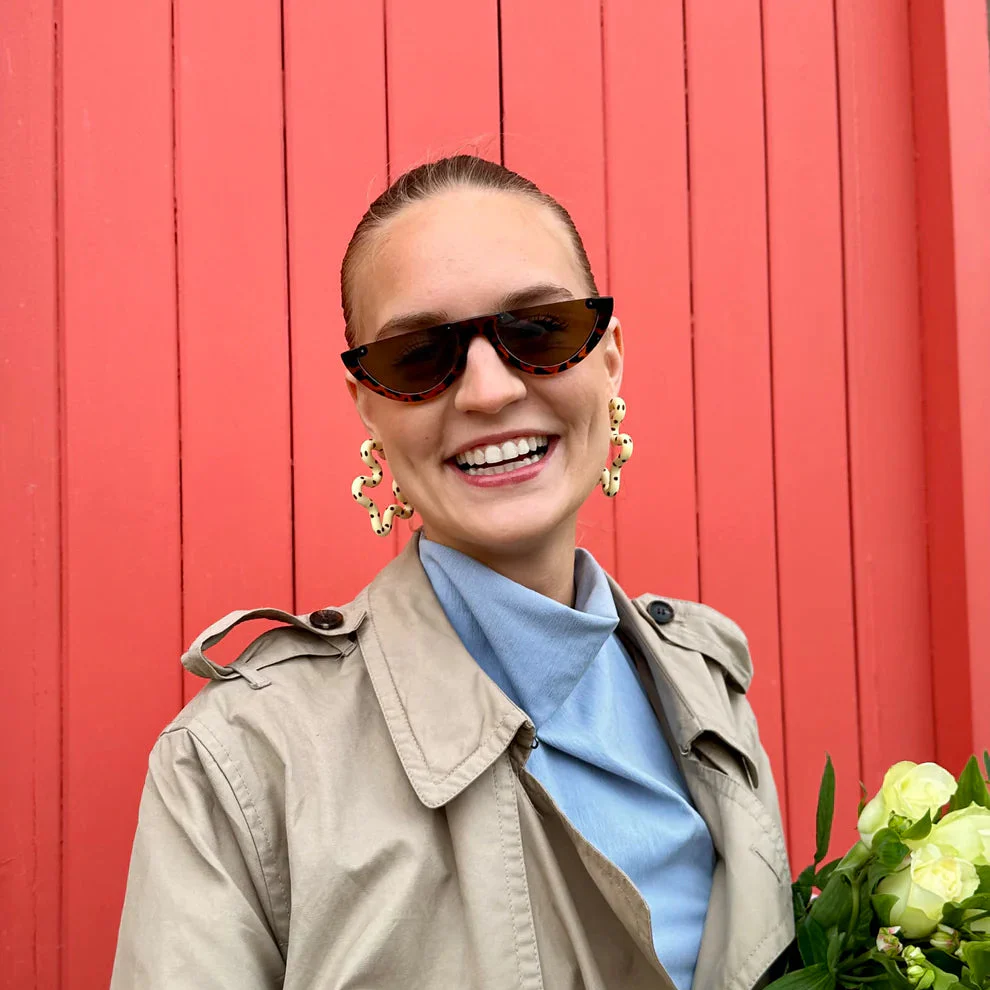 Kalei Polymer Clay Wiggle Earrings in Butter Yellow or Pale Blue Polkadot - Image 5