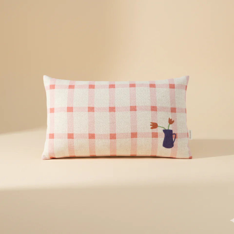 Nobodinoz Pink Tulips Linen Cushion - Image 3