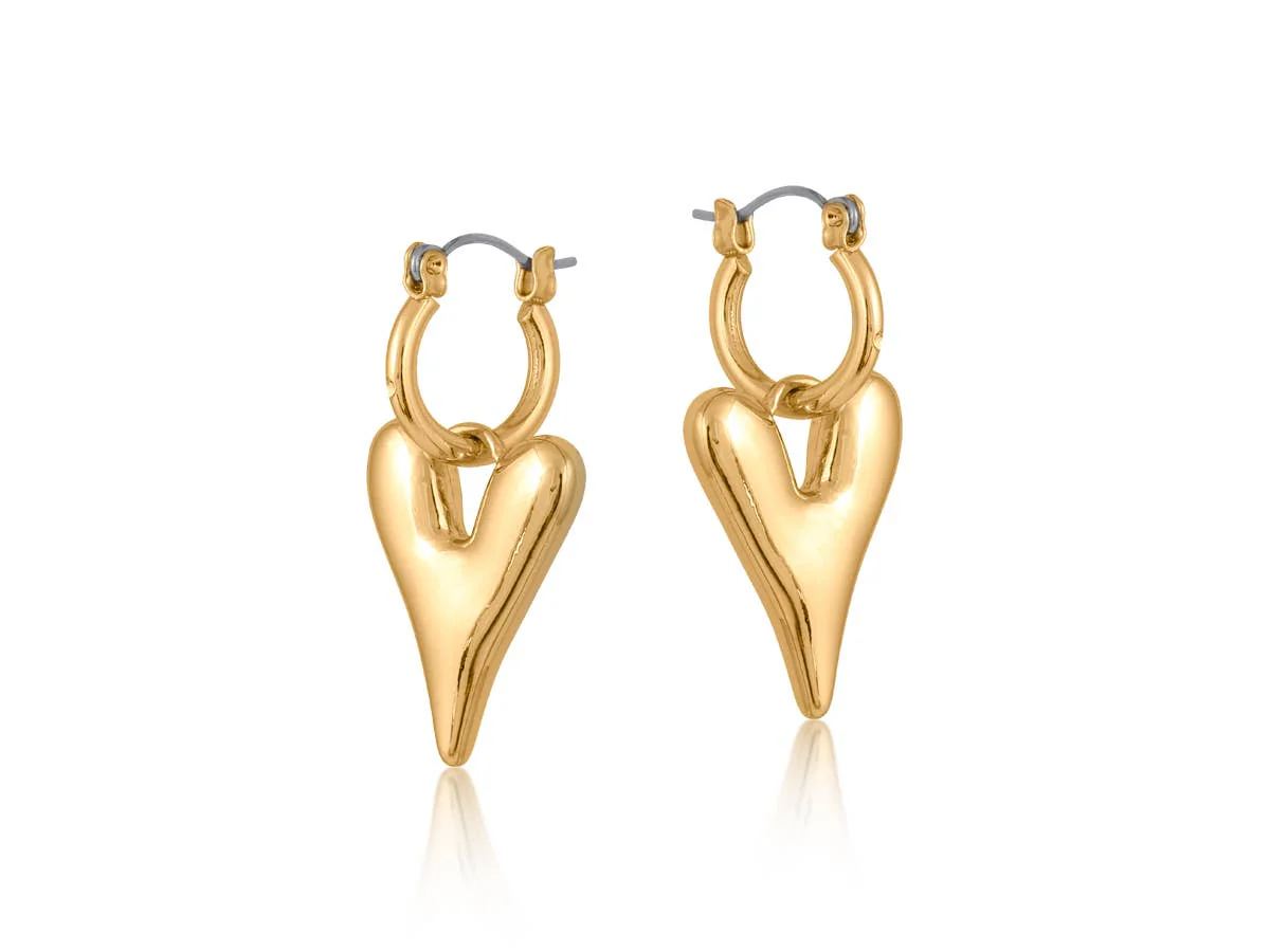Big Metal London Daria Puff Heart Hoop Earrings in Silver or Gold Plated - Image 5