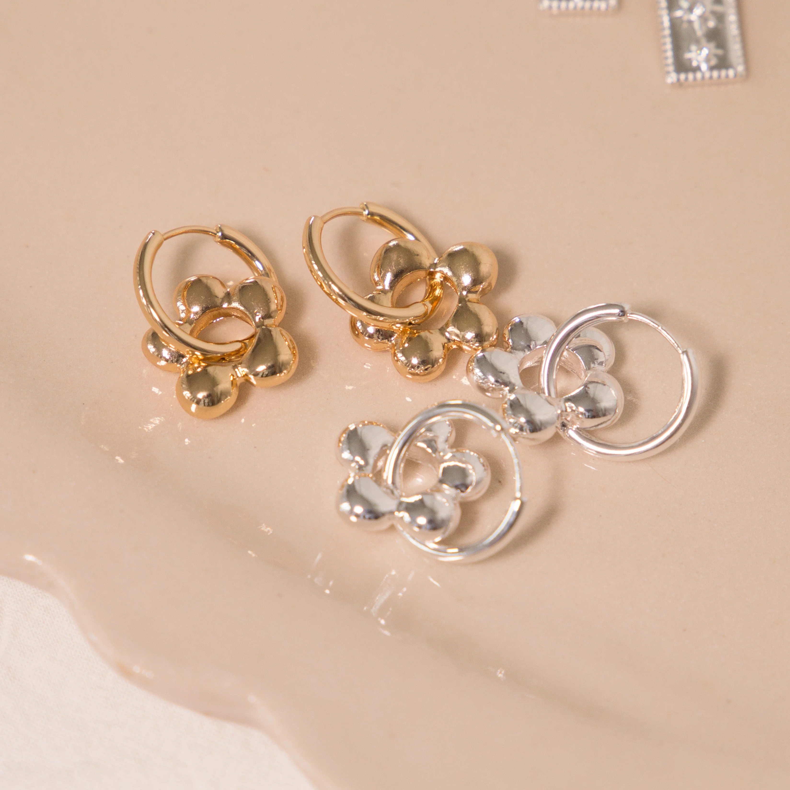 Big Metal London Rita Daisy Hoop Earrings in Silver or Gold Plated - Image 3