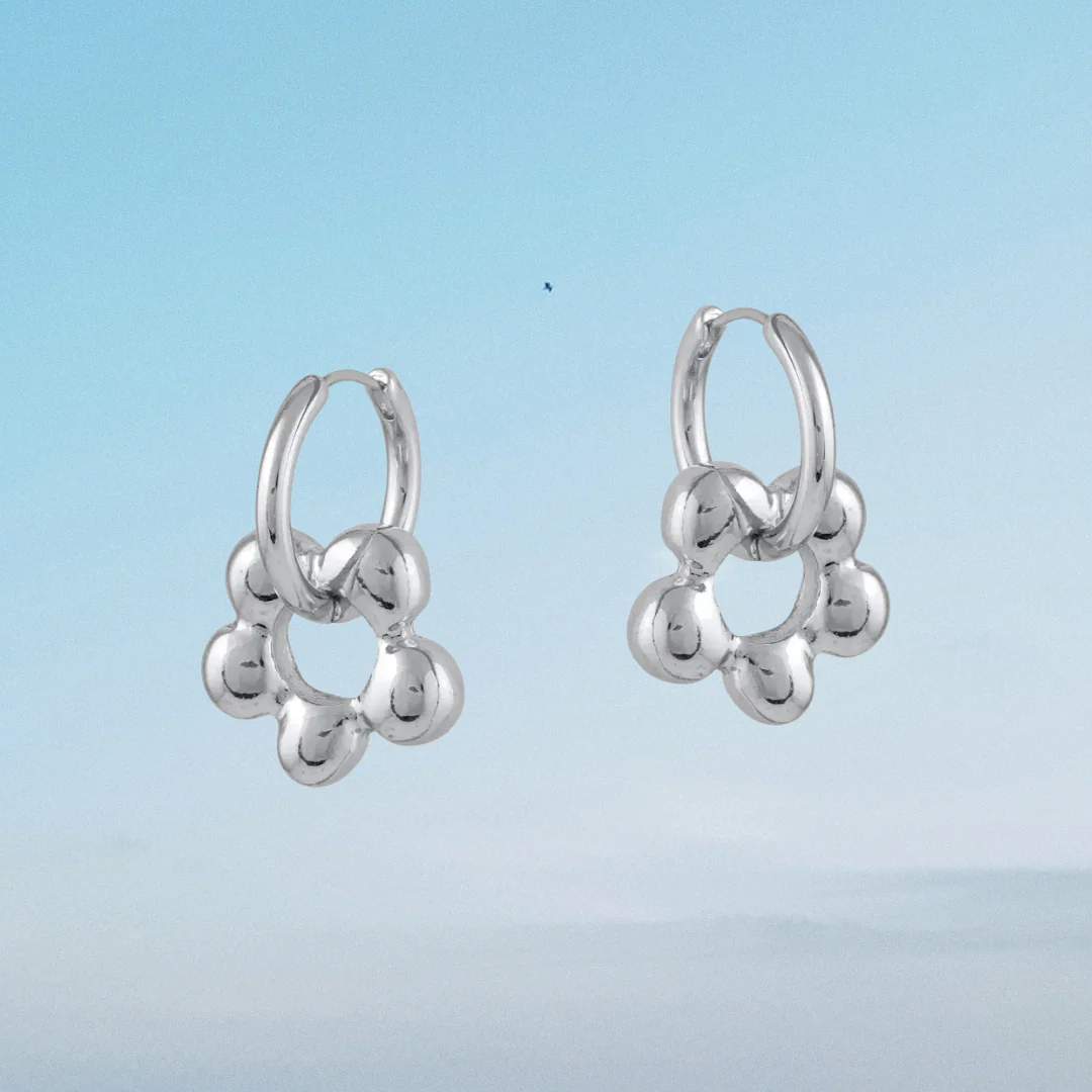 Big Metal London Rita Daisy Hoop Earrings in Silver or Gold Plated - Image 4