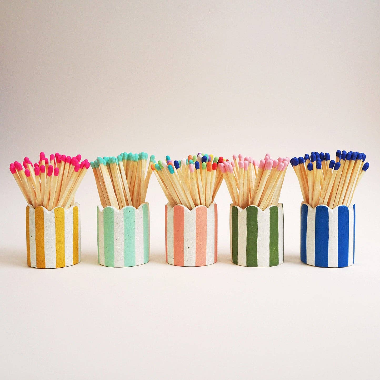 Hello Marilu Stripy Match Stick Holders in Various Colours - Image 3