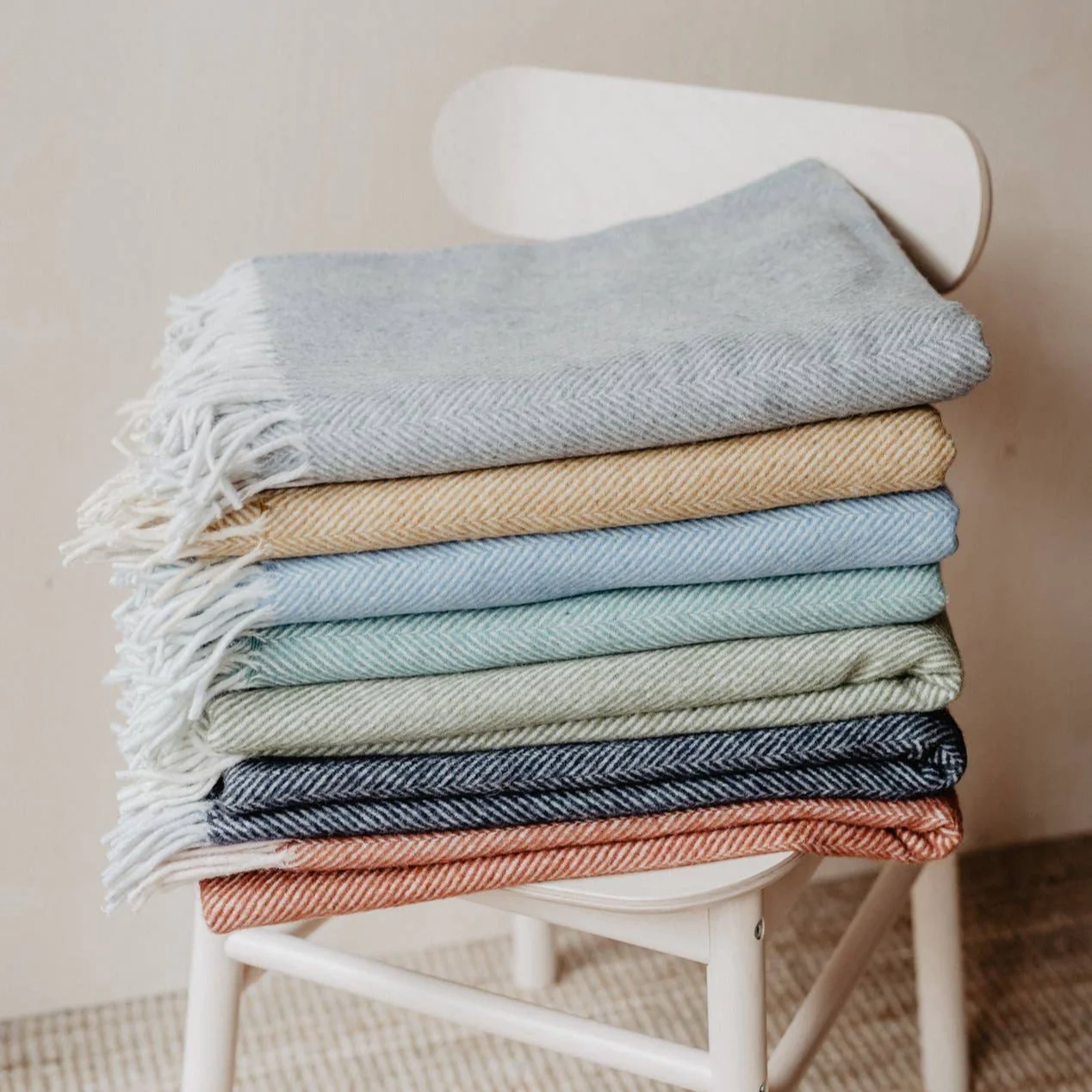 TBCo Recycled Wool Knee Blanket in Olive Herringbone - Image 3